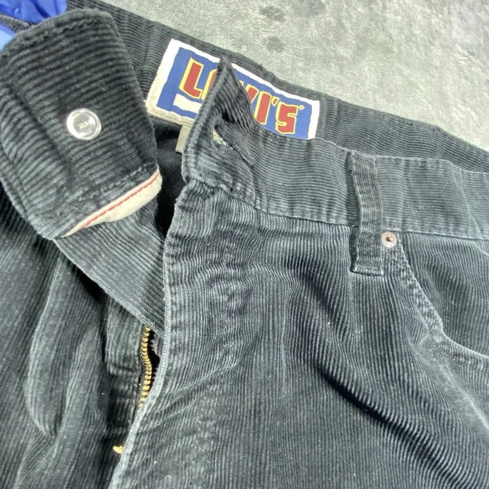 Levi's 549 Corduroy Pants Mens 42x27 Black Low Loose Cords Y2K Heavy Cotton‎